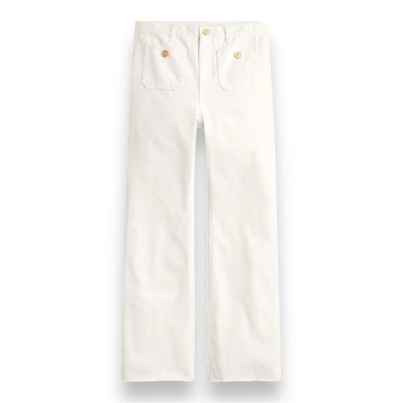 J Crew White Sailor Mid Rise Relaxed Demi Boot Jean Womens Size 27 Gold Buttons - Picture 4 of 16